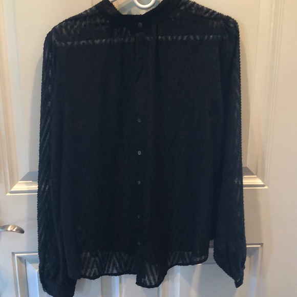 FREE PEOPLE sheer chevron top Large Nordstrom shirt button back - Picture 4 of 6